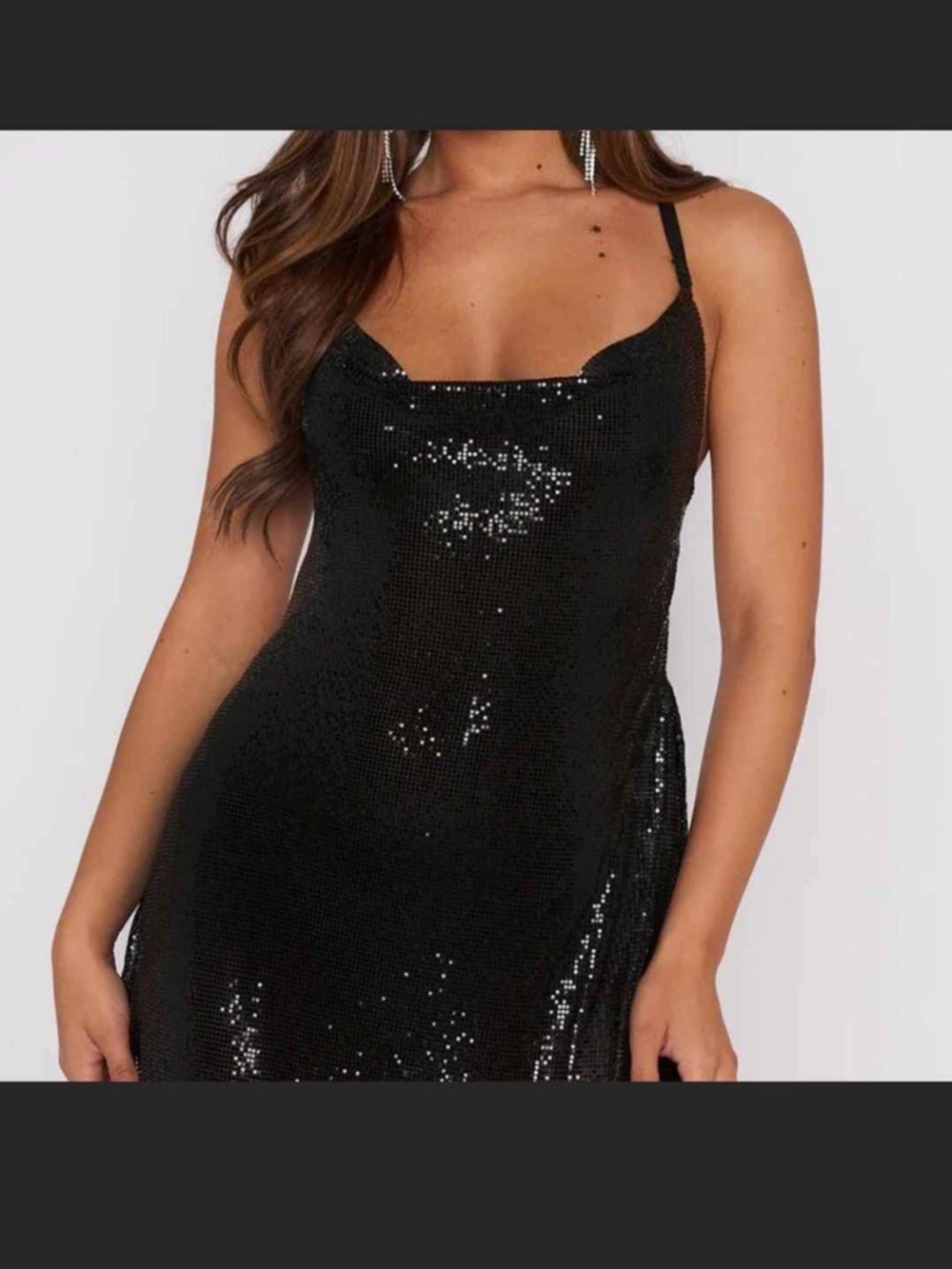 White Fox Boutique Black Sequin Mini Dress